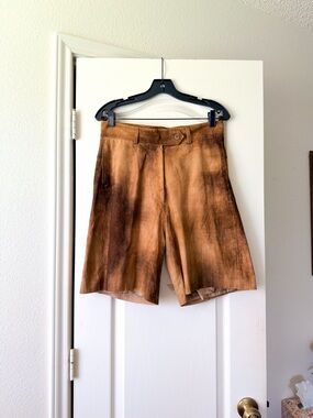 Nigel Preston Lambskin Suede Distressed Shorts Brown Small EUC